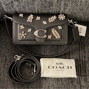 Coach Tabby Shoulder Bag 20 with Crystals Silver/Black Glovetanned Leather NWT